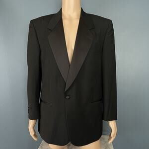 GIORGIO BISSONI Mens Black Wool TUXEDO FORMAL Suit Sport Coat Blazer Jacket 44R